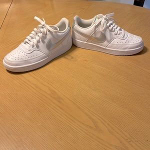 Nike Court Vision Low -Womens white, leather, chrome swish. Worn for a show.